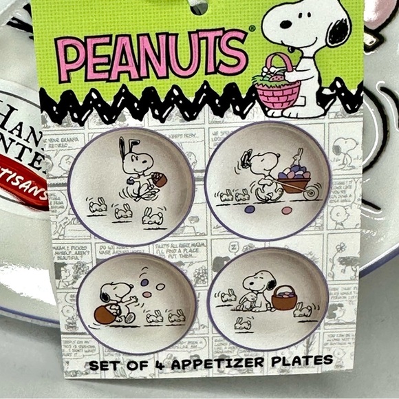 Peanuts Snoopy Easter Hand-Painted Appetizer Plates Set of 4 - Picture 2 of 5